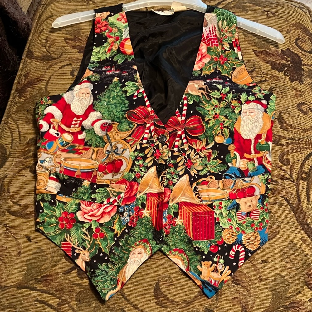 Santa & Christmas Toys Christmas Vest  by Ivy Club Classics Button Front Small